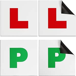 Fully Magnetic Red Car L-Plates and Green P Plate